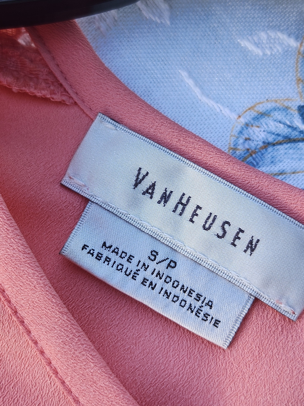 Van Heusen Coral Blouse with Lace Shoulder Detail